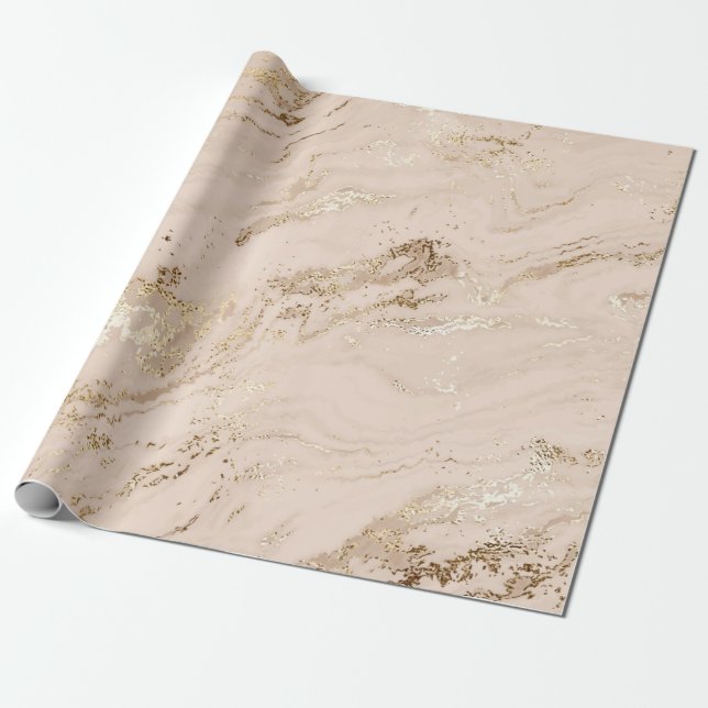 Abstrakt guld marmor med glitter vågar presentpapper (Utrullad)