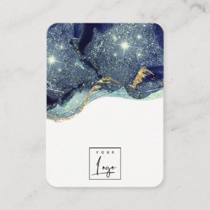 Abstrakt Guld Navy Glitter Necklace Visning Visitkort