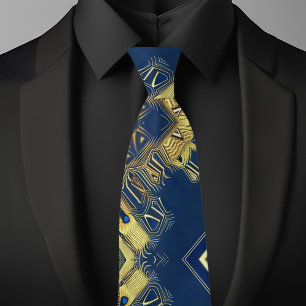 Abstrakt Guld och Blue Necktie Slips