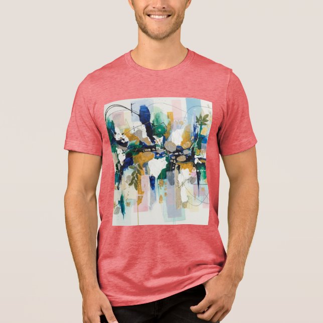 Abstrakt guld och grönt t shirt (Framsida)