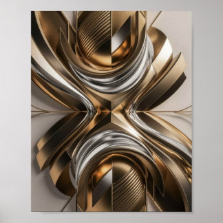 Abstrakt Guld och Silver skulptur Poster