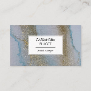Abstrakt Guld och subtle Blue Alcohol Bläck Liquid Visitkort