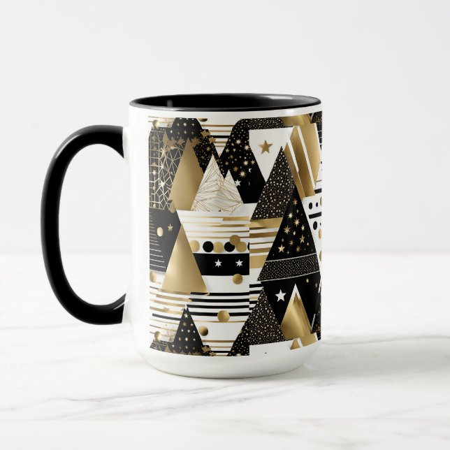 abstrakt guld och svarta trianglar kaffekopp (Vänster)