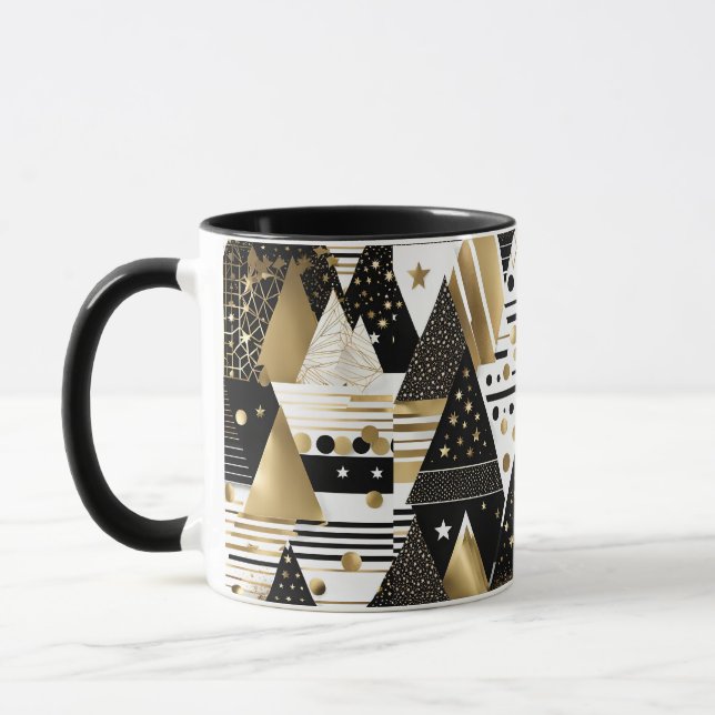 abstrakt guld och svarta trianglar kaffekopp (Vänster)