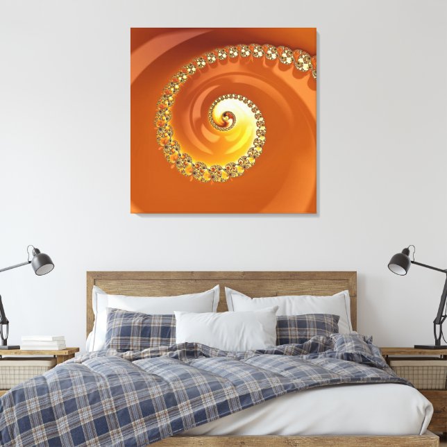 Abstrakt guld orange gradient spiral fraktal canvastryck (Insitu (sovrum))