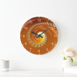 Abstrakt guld orange gradient spiral fraktal stor klocka