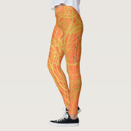 Abstrakt Guld Orange Leggings