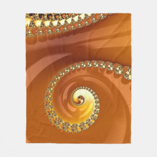 Abstrakt Guld Orange Övertoning Spiral Fractal Fleecefilt