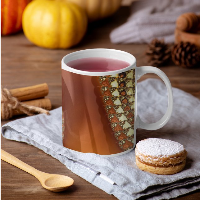 Abstrakt Guld Orange Övertoning Spiral Fractal Kaffemugg (Skapare uppladdad)