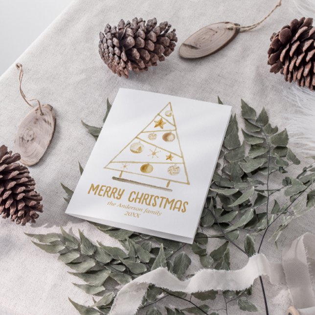 Abstrakt Guld Ornaments Träd God jul Helgkort (Skapare uppladdad)