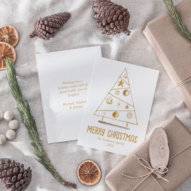 Abstrakt Guld Ornaments Träd God jul Julkort (Skapare uppladdad)