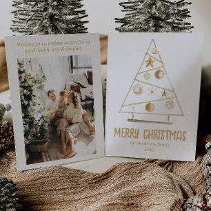 Abstrakt Guld Ornaments Träd Photo God jul Julkort