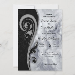 Abstrakt Guld på Svarta och blandade Marble Strukt Inbjudningar