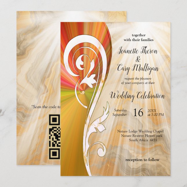 Abstrakt Guld på Svarta och blandade Marble Strukt Inbjudningar (Fram/baksida)