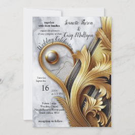 Abstrakt Guld på Svarta och blandade Marble Strukt Inbjudningar