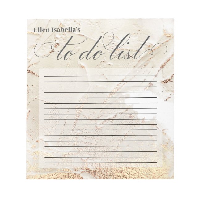 Abstrakt Guld Paint Struktur Calligraphy to DO Lis Anteckningsblock (Framsida)