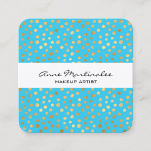 Abstrakt Guld Polka dots om Baby blue Fyrkantigt Visitkort