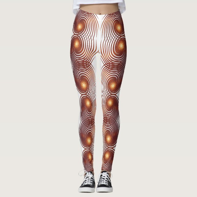 Abstrakt guld- spiral leggings (Framsida)