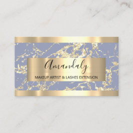 Abstrakt Guld Strokes Ram Marble Smoky Blue Visitkort