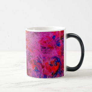 ABSTRAKT GULD SWIRLS, gult för röd rosa vid lila Magisk Mugg