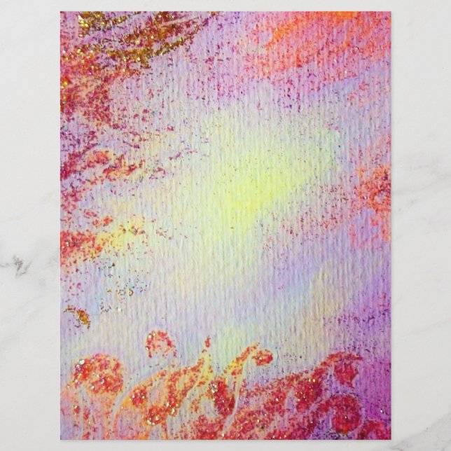 ABSTRAKT GULD SWIRLS, lila för mjuk gult av rosa (Framsida)