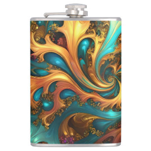 Abstrakt Guld Teal Orange Flames Fickplunta