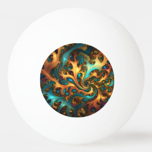 Abstrakt Guld Teal Orange Flames Pingisboll