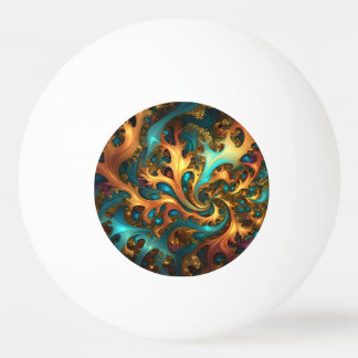 Abstrakt Guld Teal Orange Flames Pingisboll
