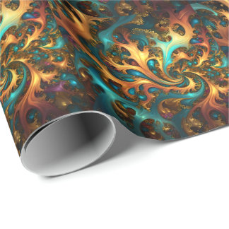 Abstrakt Guld Teal Orange Flames Presentpapper