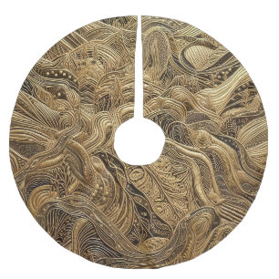 Abstrakt Guld-utkast Julgransmatta Borstad Polyester