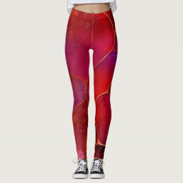 Abstrakt Guld webben över våld, Lila och Magenta Leggings