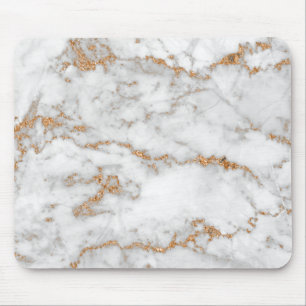 Abstrakt Guld White Grått Carrara Glitter Marble Musmatta