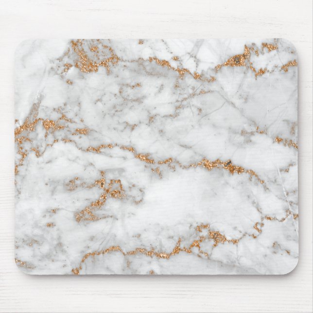 Abstrakt Guld White Grått Carrara Glitter Marble Musmatta (Framsidan)