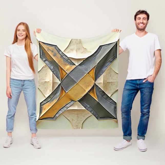Abstrakt guldmetalldesign fleecefilt (På plats)