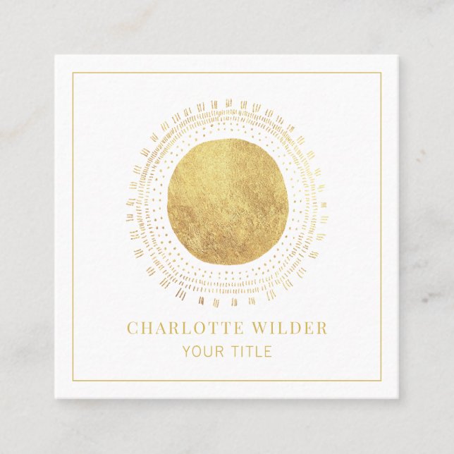 Abstrakt Gulfcirkelruta fyrkant Fyrkantigt Visitkort (Framsida)