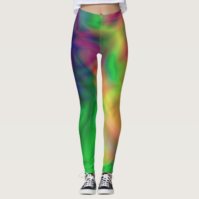 Abstrakt gullig disco färg leggings (Framsida)