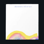 Abstrakt Gult av vattenfärg regnbåge blå med Namn Anteckningsblock<br><div class="desc">Personlig Abstrakt Gult för vattenfärg regnbåge blått med Anteckningsblocket Namn</div>