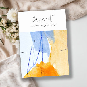Abstrakt Gult Blå vattenfärgsavläsning Necklace Visitkort