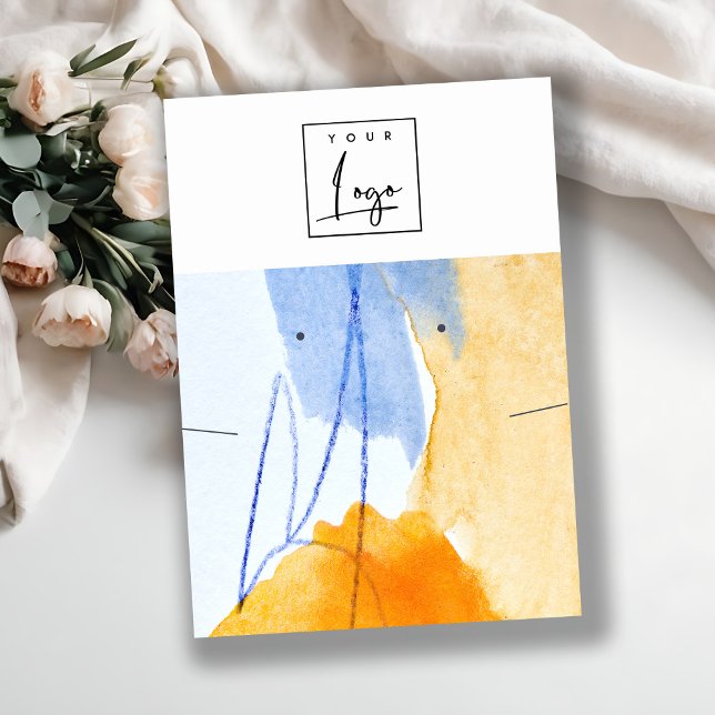 Abstrakt Gult Blue Art Logotyp Earring Necklace Visitkort (Skapare uppladdad)
