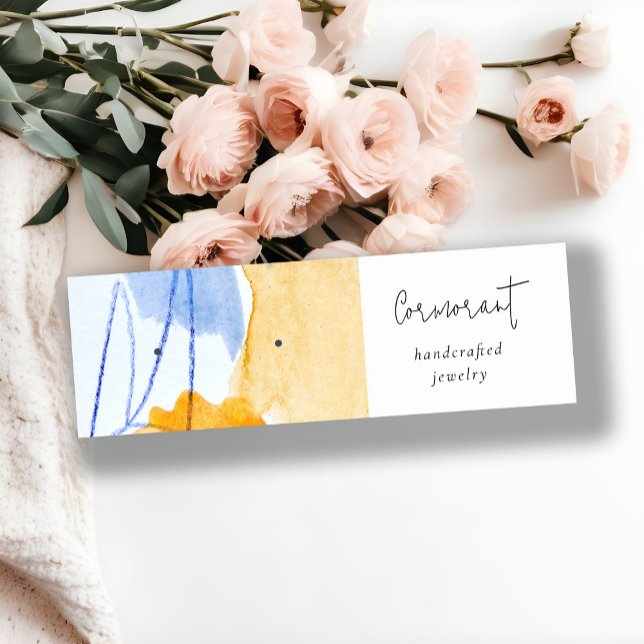 Abstrakt Gult Blue Artistic Earring Stud Holder Mini Visitkort (Skapare uppladdad)