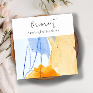 Abstrakt Gult Blue Watercolor Art Earring Holder Fyrkantigt Visitkort