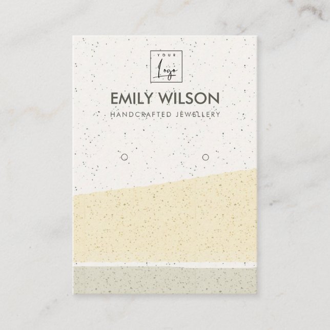 ABSTRAKT GULT CERAMIC VINKARARE EARRING VISNING LO VISITKORT (Framsida)