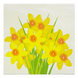 Abstrakt Gult Daffodils Watercolor Art Poster Perfect Poster