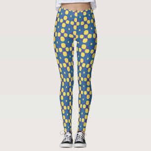 Abstrakt Gult Geometric Mönster på Blue Leggings