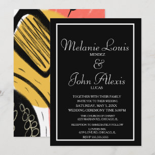 Abstrakt Gult med färglös modern Bröllop-koral Inbjudningar