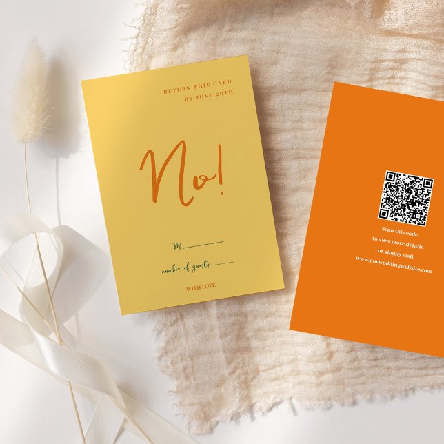 Abstrakt Gult och Orange roligt Färg Bröllop OSA Kort (Abstract Yellow & Orange fun Colors Wedding RSVP Card)