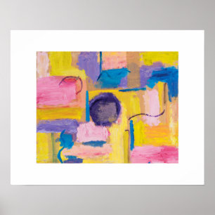 Abstrakt Gult och Rosa Grid med Lila punkt Poster