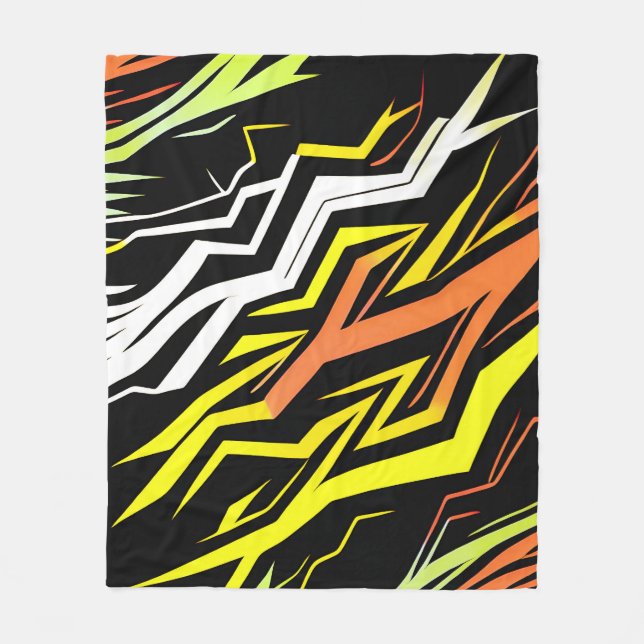 Abstrakt gult orange Rand Fleecefilt (Framsidan)