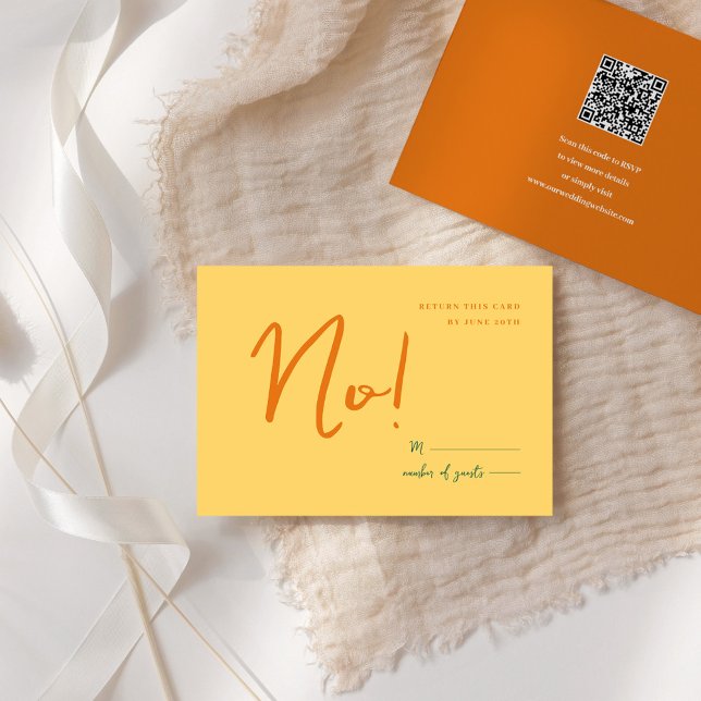Abstrakt gult orange roligt färg bröllop OSA kort (Abstract yellow orange fun colors wedding RSVP card)