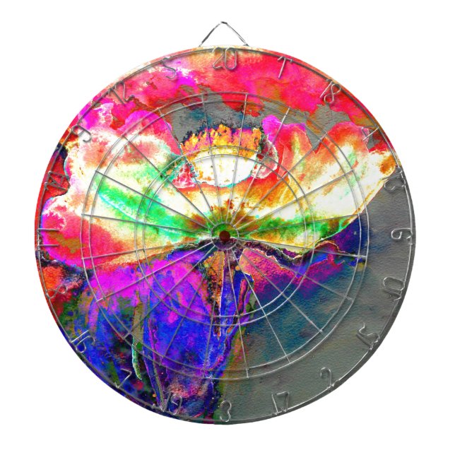 Abstrakt gult rosa vattenfärgsmålning blommigt för darttavla (Framsidan)